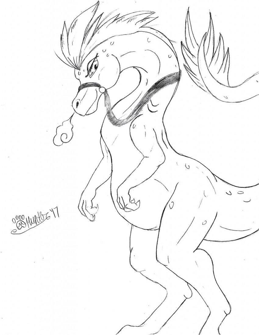 alternate_form anthro breath claws female half-closed_eyes looking_back mane mouth_closed muzzle_(object) narrowed_eyes nude raised_tail side_view smile smirk solo standing tail marcushunter disney wander_over_yonder sylvia_(wander_over_yonder) alien zbornak 2017 hi_res signature