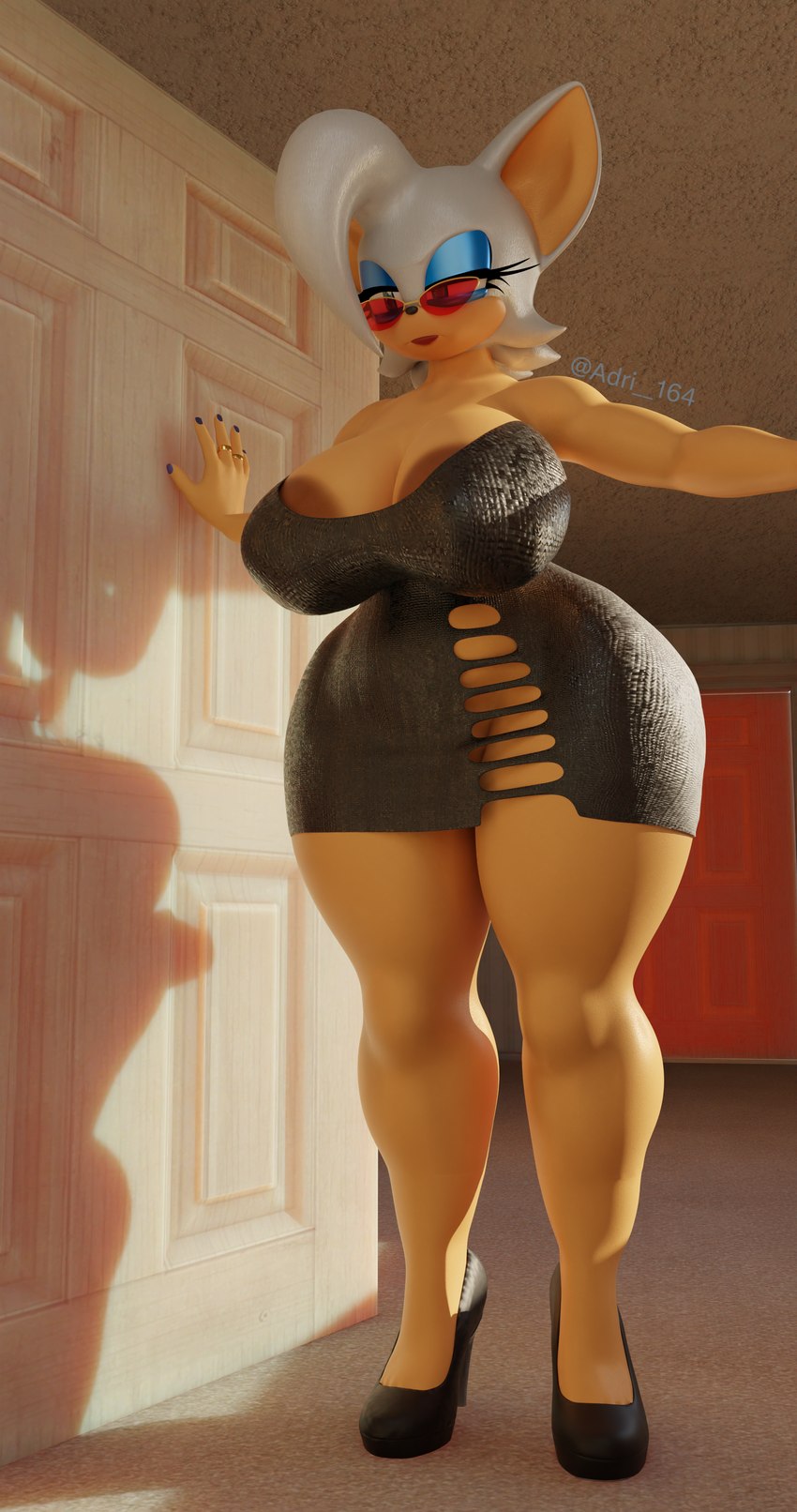 angry areola areola_slip belly big_areola brown_areola clothed clothing dark_dress dress female no_underwear partially_exposed thick_thighs wide_hipped_female wide_hips adri164 sega sonic_the_hedgehog_(series) rouge_the_bat bat mammal 135:256 3d_(artwork) 4k absurd_res digital_media_(artwork) hi_res