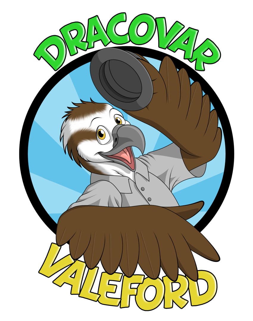 anthro beak clothing hat headgear headwear holding_clothing holding_hat holding_headgear holding_headwear holding_object looking_at_viewer male open_mouth shirt solo tongue topwear yellow_eyes dracovar_valeford valeford accipitriform avian bird osprey 2010 character_badge_(artwork) hi_res