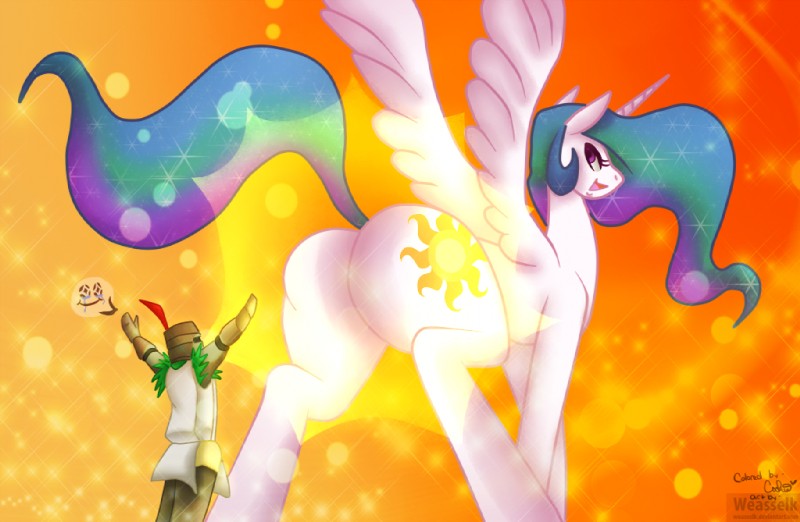 princess celestia and solaire of astora (praise the sun (meme) and etc) created by weasselk