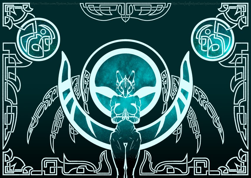 2d_on_3d anthro blue_body celtic_knot female front_view halo horn iconography looking_down praying scales solo space spacescape stylized twitter_handle white_eyes wings systemsearcher mythology dragon mythological_creature mythological_scalie reptile scalie 2023 3d_(artwork) blender_(artwork) digital_media_(artwork) hi_res