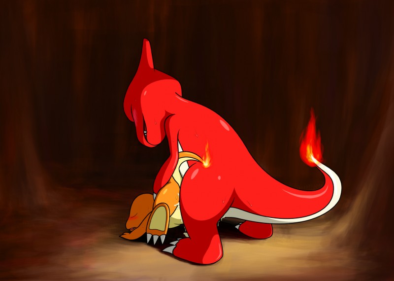 3_toes ass_up bald barefoot big_dom_small_sub blush bodily_fluids brown_background butt cave claws cum cum_on_butt cum_string den dominant duo eyes_closed feet female female_penetrated feral feral_on_feral fire flaming_tail from_behind_position genital_fluids glistening happy inside larger_male level_difference looking_pleasured lying male male/female male_penetrating male_penetrating_female nude on_front open_mouth orange_body orange_skin orgasm penetration red_body red_skin sex shadow sharp_teeth simple_background size_difference smaller_female smaller_penetrated smile standing standing_sex sweat tail teeth toes tongue wheelbarrow_position white_body white_skin young dancingchar nintendo pokemon charmander charmeleon generation_1_pokemon lizard pokemon_(species) reptile scalie hi_res