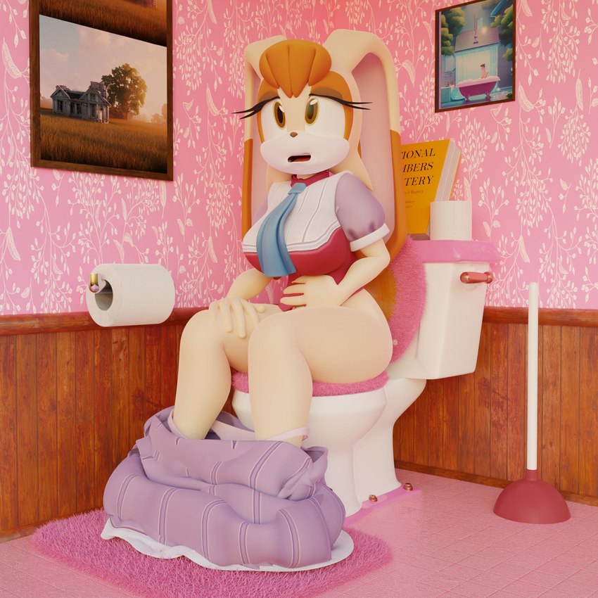 anthro bathroom book bottomwear bottomwear_down breasts clothed clothing feces female female_anthro fur furniture hair mature_anthro mature_female nude open_mouth painting pants pants_down partially_clothed plunger scatplay skirt_down solo toilet toilet_paper bathroom-art_(artist) sega sonic_the_hedgehog_(series) vanilla_the_rabbit lagomorph leporid mammal rabbit 1:1 3d_(artwork) digital_media_(artwork) hi_res