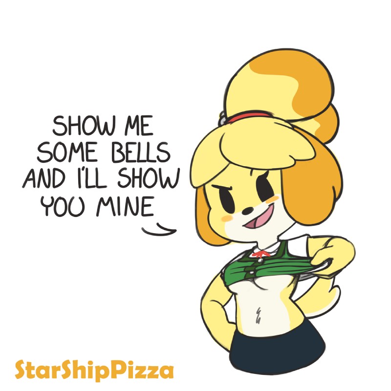 anthro bell blush blush_stickers bottomwear clothed clothing dialogue female fur hair monotone_bottomwear monotone_clothing monotone_skirt pencil_skirt prostitution show_me_yours skirt smile solo text white_body white_fur yellow_body yellow_fur starshippizza animal_crossing nintendo isabelle_(animal_crossing) canid canine canis domestic_dog mammal shih_tzu toy_dog 1:1 english_text hi_res