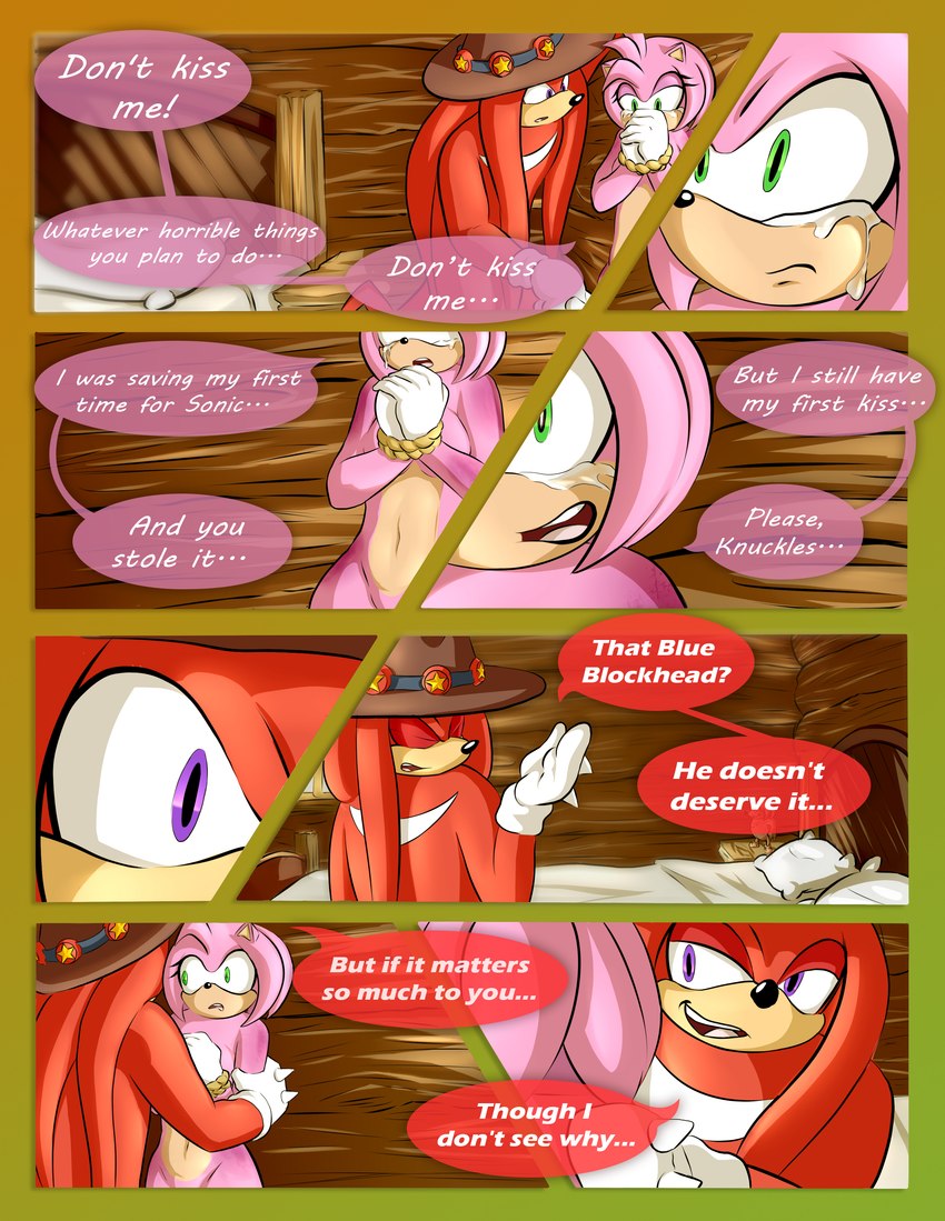 anthro bdsm bodily_fluids bondage bound bruised clothing crying detailed_background dialogue duo female fur green_eyes hands_tied handwear hat headgear headwear kidnapping male purple_eyes restraints rope rope_bondage tears text breech_loader toso sega sonic_the_hedgehog_(series) amy_rose knuckles_the_echidna echidna eulipotyphlan hedgehog mammal monotreme 2020 absurd_res comic english_text hi_res