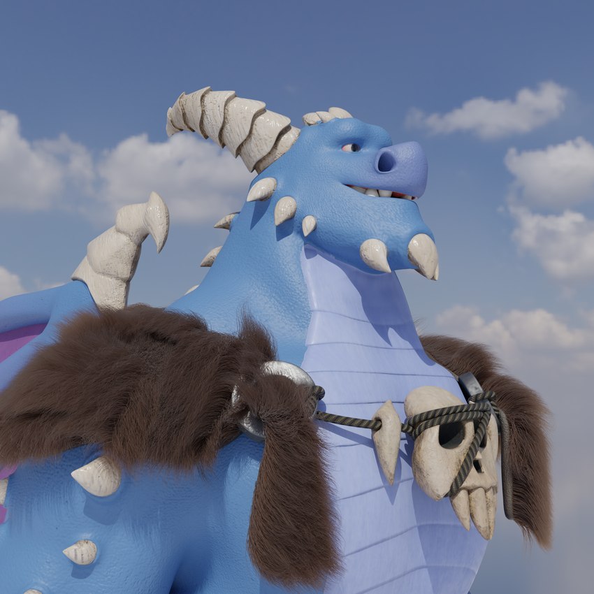 anthro blue_body blue_eyes blue_scales bone clothing horn male membrane_(anatomy) membranous_wings scales skull solo spikes spikes_(anatomy) teeth wings doublestuffed activision spyro_the_dragon bubba_(spyro) rescued_dragons_(spyro) 1:1 3d_(artwork) absurd_res blender_(artwork) digital_media_(artwork) hi_res