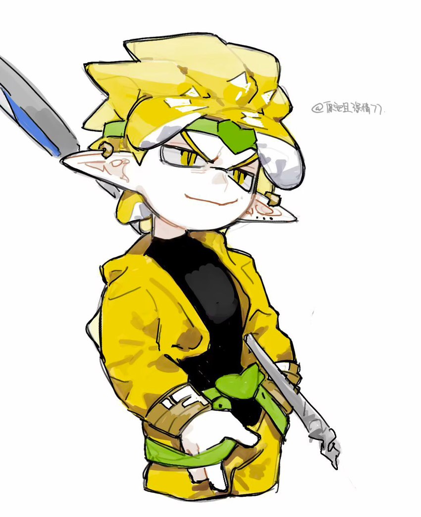 accessory alternate_species bracket clothing headband headgear headwear male simple_background solo sweater topwear turtleneck yellow_eyes baoanqieshenqing77 jojo's_bizarre_adventure nintendo splatoon dio_brando animal_humanoid cephalopod cephalopod_humanoid humanoid inkling marine marine_humanoid mollusk mollusk_humanoid hi_res