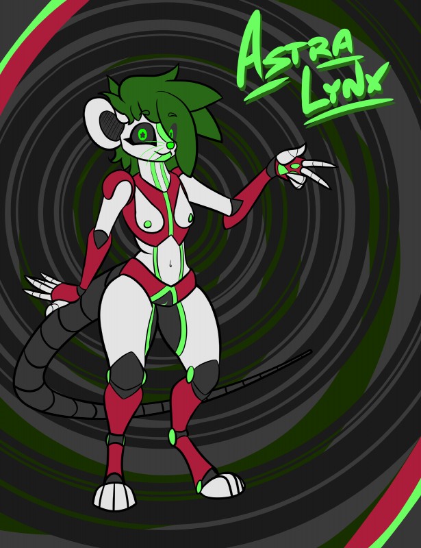 female glowing machine neon solo astralynx astra_(astralynx) android mammal murid murine rat robot rodent absurd_res hi_res