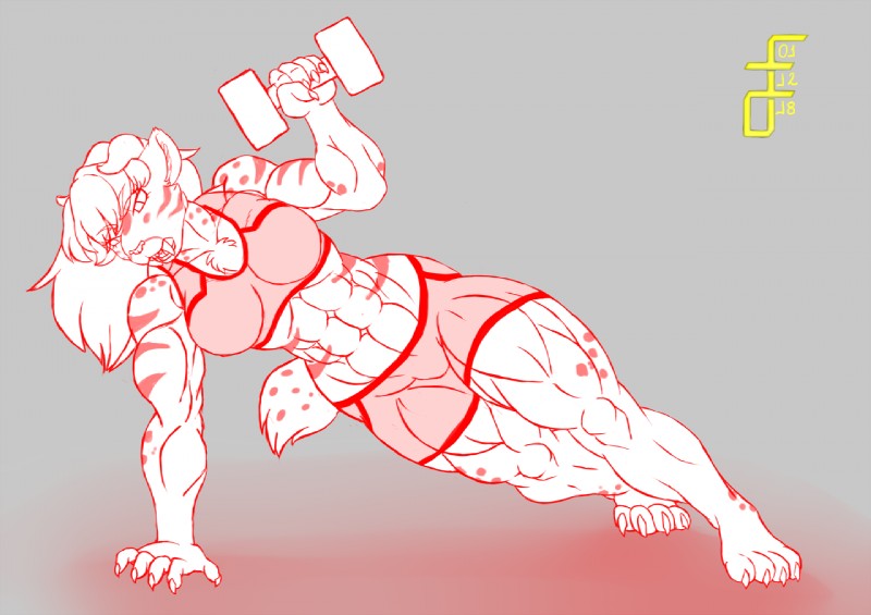 athletic_wear exercise female muscular muscular_female workout adagadeprata icyfoxy lyra_xisaru felid mammal