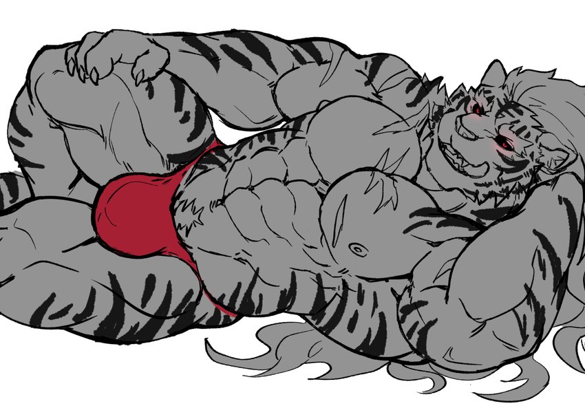 abs anthro biceps bulge clothing male muscular muscular_anthro muscular_male pecs scar solo striped_body stripes underwear eurobeat sdorica pang_(sdorica) felid mammal pantherine tiger