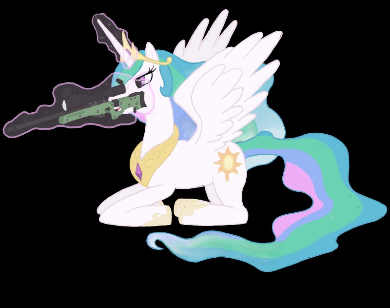 cutie_mark feathered_wings feathers female feral gun horn l96 quadruped ranged_weapon rifle simple_background sniper_rifle solo tail text transparent_background weapon white_body white_feathers wings farvei friendship_is_magic hasbro my_little_pony mythology princess_celestia_(mlp) equid equine mammal mythological_creature mythological_equine winged_unicorn alpha_channel hi_res