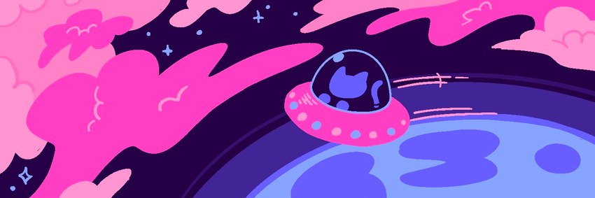 ambiguous_gender feral flying_saucer inside_vehicle lgbt_pride omnisexual_pride_colors planet pride_color_palette pride_colors solo space spacecraft star tail ufo vehicle lottory domestic_cat felid feline felis mammal 2023 3:1 digital_media_(artwork) restricted_palette