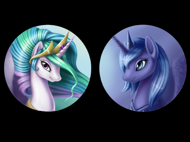 princess celestia and princess luna (friendship is magic and etc) created by magpie (artist)