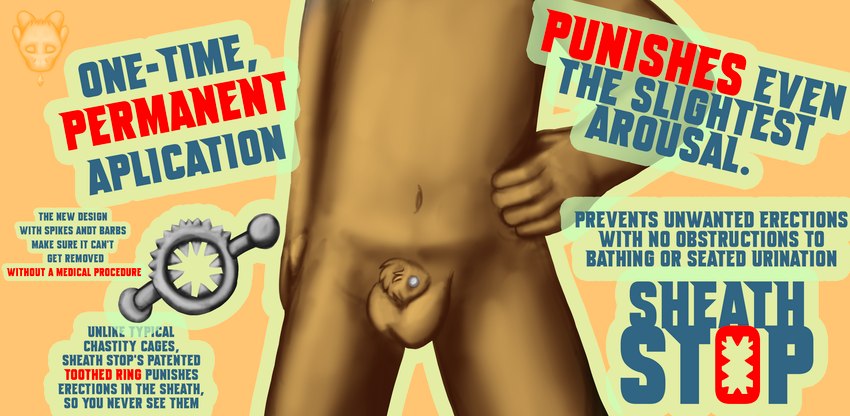 abuse animal_genitalia anthro body_modification chastity_device chastity_device_only chastity_piercing cock_and_ball_torture contraption_concept furgonomics furry-specific_piercing genital_piercing genital_torture genitals grey_chastity_device male nude permanent permanent_chastity_device piercing sheath sheath_piercing sheath_stop solo spiked_chastity_device spikes text young young_anthro theslimedragon sven mammal mustelid otter english_text hi_res