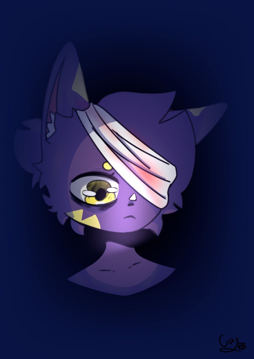 anthro blood bodily_fluids clothed clothing ears_up eyebrows female fluffy front_view fur hair inner_ear_fluff long_hair purple_body purple_fur purple_hair rag short_hair simple_background simple_coloring solo standing text tuft wounded yellow_eyes young kittymagic gabby_(kittymagic) animal_humanoid humanoid mammal 2022 colored digital_media_(artwork) english_text hi_res