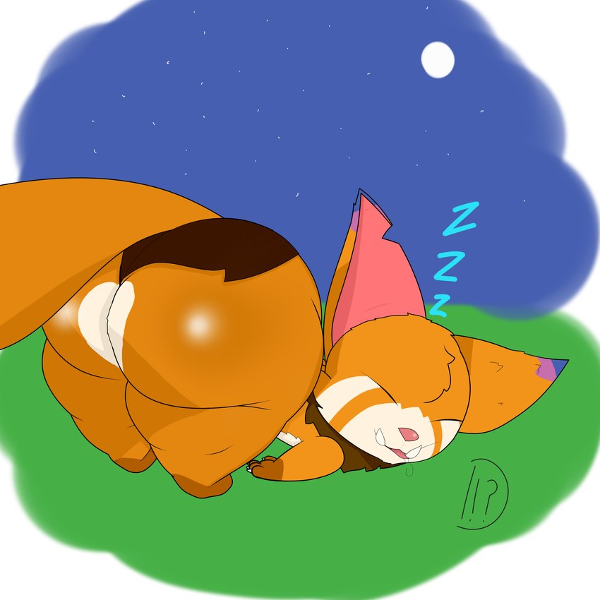 anthro ass_up big_butt big_ears big_tail bodily_fluids bottomwear butt butt_focus butt_heart claws clothing drooling eyes_closed fur head_tuft loincloth male neck_tuft orange_body orange_fur saliva saliva_string short_stack sky sleeping snoring solo star starry_sky tail thick_thighs tuft tusks white_body white_fur wide_hips domiel league_of_legends riot_games tencent gnar_(lol) yordle 1:1 absurd_res hi_res