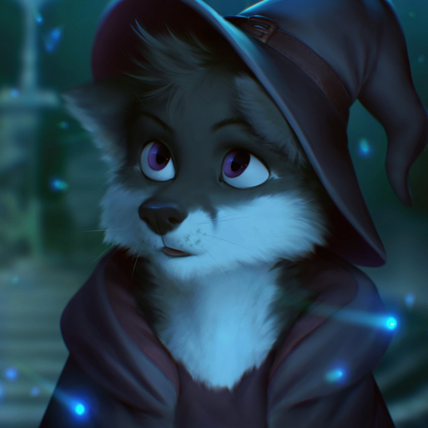 anthro black_nose blurred_background brown_body brown_fur clothed clothing detailed_background fur hair male night outside purple_eyes solo whiskers white_body white_fur wayn_animation canid canine fox mammal 1:1 2022 adobe_photoshop_(artwork) digital_media_(artwork) hi_res