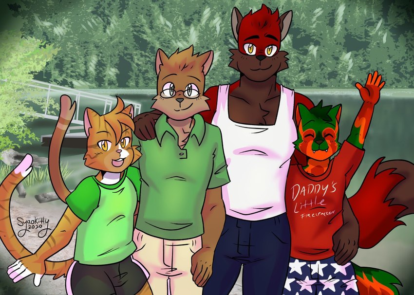 blaze wolf, jesse cat, magma wolf, and tenyo cat created by syaokitty