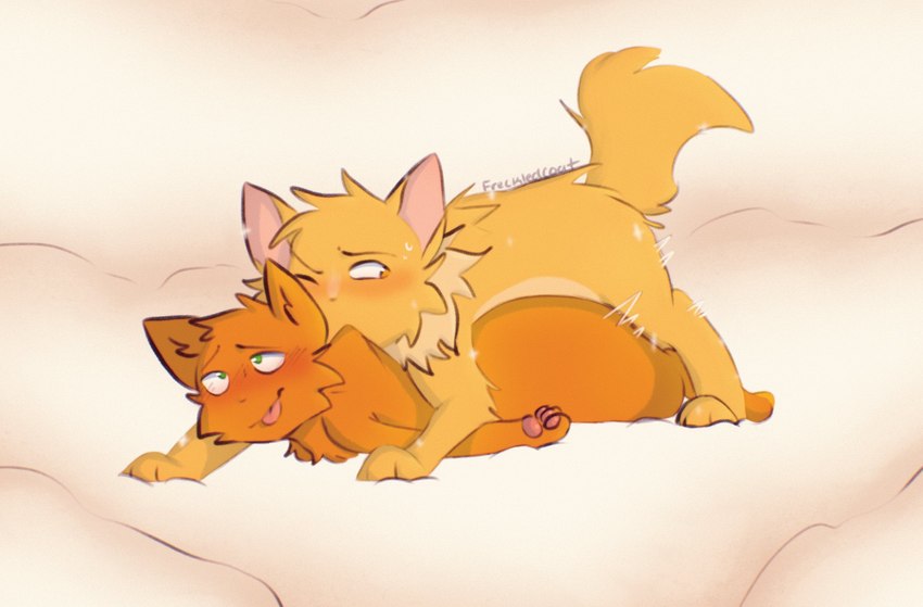 cloud duo feral feral_on_feral feral_penetrated feral_penetrating feral_penetrating_feral fur male male/male male_penetrated male_penetrating male_penetrating_male orange_body orange_fur penetration sex smile starclan_(location) tail tongue tongue_out yellow_body yellow_fur freckledcoat warriors_(book_series) firestar_(warriors) lionheart_(warriors) domestic_cat felid feline felis mammal hi_res