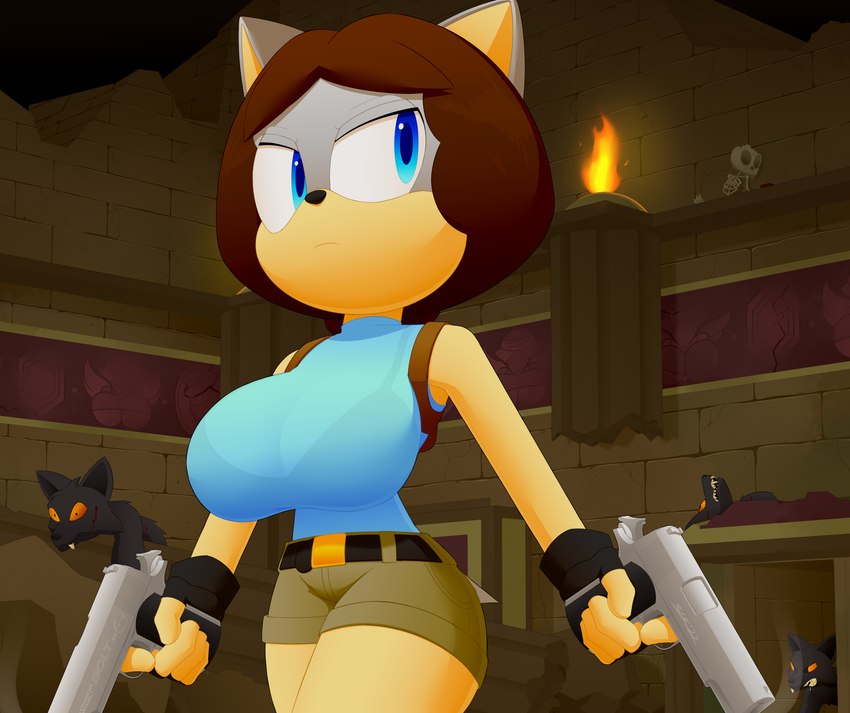 fan character and lara croft (sonic the hedgehog (series) and etc) created by slickehedge