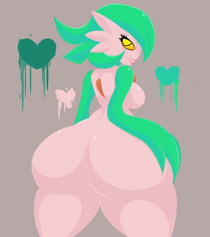 big_butt breasts butt female heart_symbol huge_butt not_furry nude pokemorph simple_background solo elfdrago nintendo pokemon liz_desaevio gardevoir generation_3_pokemon mammal pokemon_(species) absurd_res hi_res