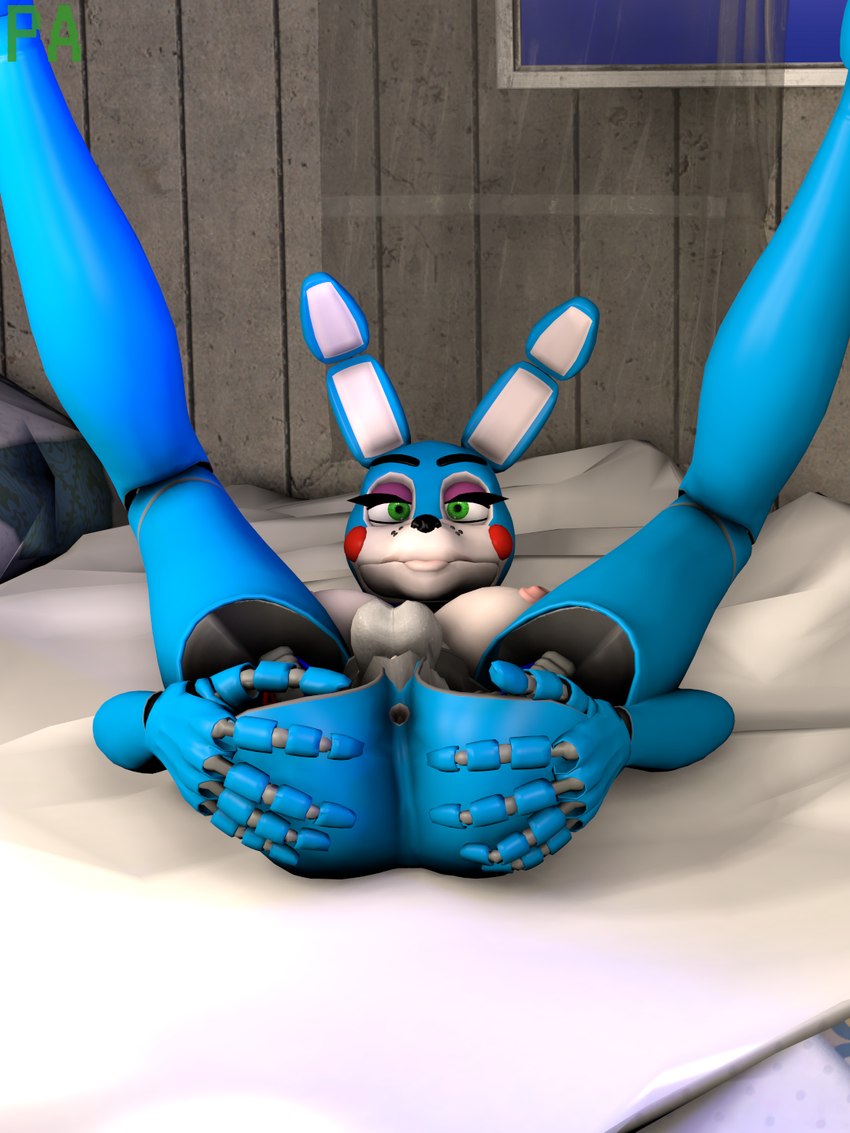 anthro anus areola balls genitals green_eyes gynomorph hand_on_butt intersex machine nipples solo spread_anus spreading phoenix_adverdale five_nights_at_freddy's five_nights_at_freddy's_2 scottgames toy_bonnie_(fnaf) toy_bonnie_(psychojohn2) animatronic lagomorph leporid mammal rabbit robot 2022 3d_(artwork) digital_media_(artwork) hi_res source_filmmaker_(artwork)