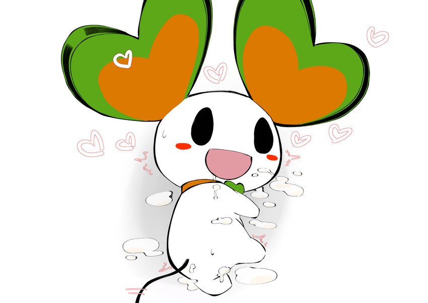 after_sex black_eyes blush blush_stickers bodily_fluids butt chibi clover_(plant) clover_leaf collar collar_only cum cum_on_body cum_on_face cum_on_ground female four_leaf_clover genital_fluids green_ears heart_ears heart_symbol leaf looking_pleasured lying multicolored_ears nude on_model on_side open_mouth open_smile orange_ears plant simple_background smile solo tail tail_motion tailwag two_tone_ears white_background white_body aka_leopard life_corp lalapi mammal mouse murid murine rodent absurd_res hi_res