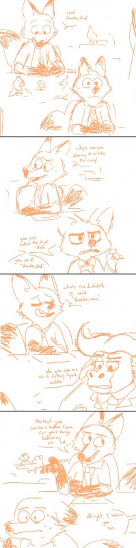 ambiguous_gender anthro bodily_fluids clothed clothing dialogue ellipsis exclamation_point group horn necktie shirt speech_bubble sweat sweatdrop text topwear mod_lemon brooklyn_nine-nine disney zootopia chief_bogo finnick_(zootopia) nick_wilde bovid bovine canid canine cape_buffalo fennec_fox fox mammal red_fox true_fox absurd_res comic english_text hi_res long_image tall_image