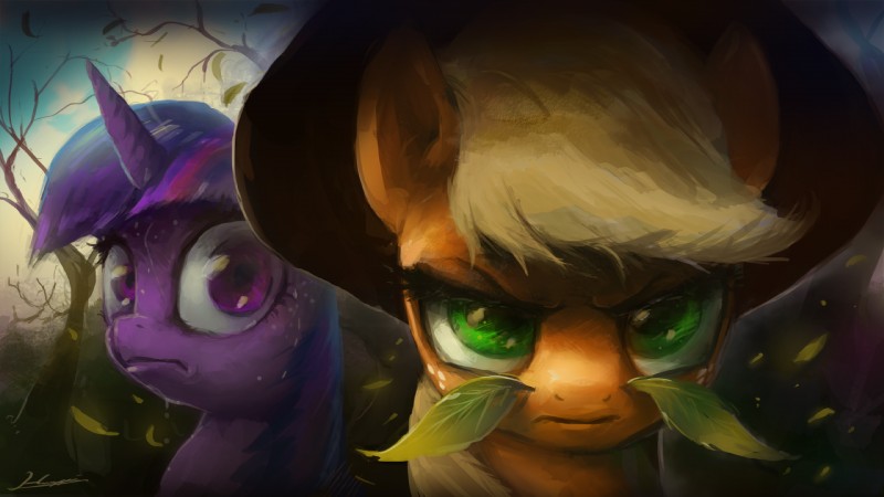applejack and twilight sparkle (friendship is magic and etc) created by huussii