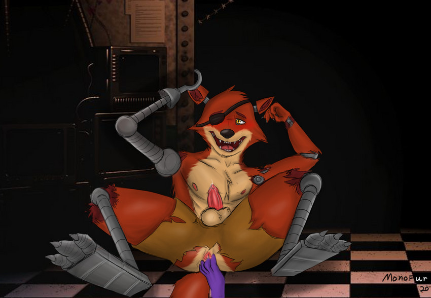 anal anthro balls blush bodily_fluids butt clothed clothing cum disembodied_hand duo erection fingering fur genital_fluids genitals looking_pleasured machine male male/male male_penetrated nipples open_mouth partially_clothed penetration penis precum spread_legs spreading tan_body tan_fur topless mono-fur five_nights_at_freddy's scottgames bonnie_(fnaf) foxy_(fnaf) animatronic canid canine fox lagomorph leporid mammal rabbit robot 2020 absurd_res hi_res