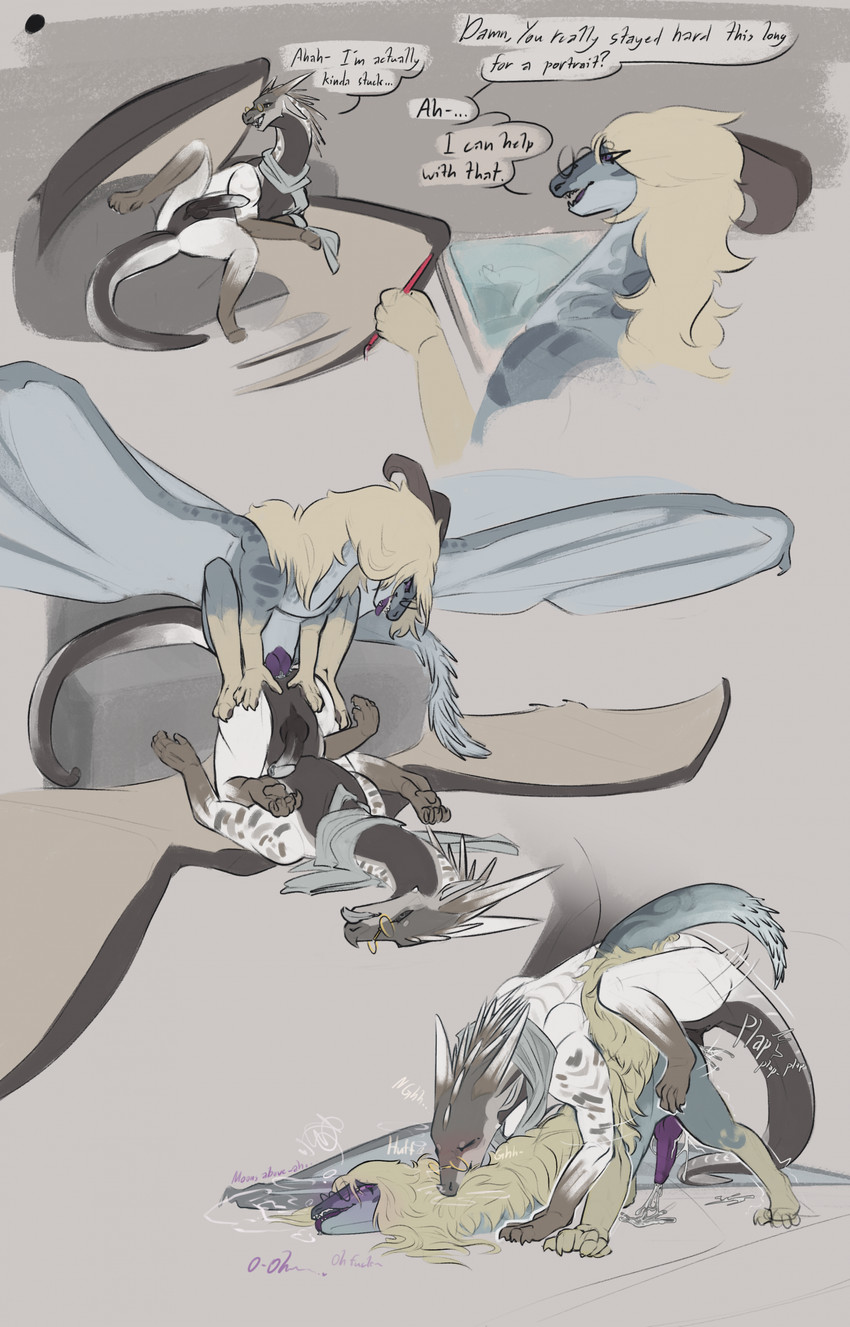 ass_up bite bodily_fluids breath brush canvas cum cum_inside dialogue erection feral from_behind_position furniture genital_fluids looking_at_another lying male male/male moan motion_lines mounting neck_bite on_back on_top onomatopoeia pinned presenting sex simple_background sofa sofa_sex sound_effects speech_bubble spread_legs spread_wings spreading step_position text wings celery_kin wings_of_fire ash_(celery_kin) icewing_(wof) mudwing_(wof) sandwing_(wof) english_text hi_res