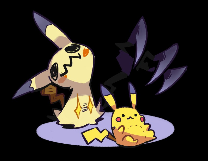 :3 ambiguous_gender big_claws big_fingers black_ear_tips black_markings blush blush_stickers border brown_markings claws dipstick_ears drawn_on_face ear_markings feral legless markings multicolored_ears pikachu_plushie plushie pseudo_tail rag reaching reaching_for_object red_cheeks simple_background solo star_eyes stick stitch_(sewing) transparent_background transparent_border limb_(artist) nintendo pokemon generation_1_pokemon generation_7_pokemon mimikyu pikachu pokemon_(species) 2017 alpha_channel cel_shading digital_media_(artwork) shaded