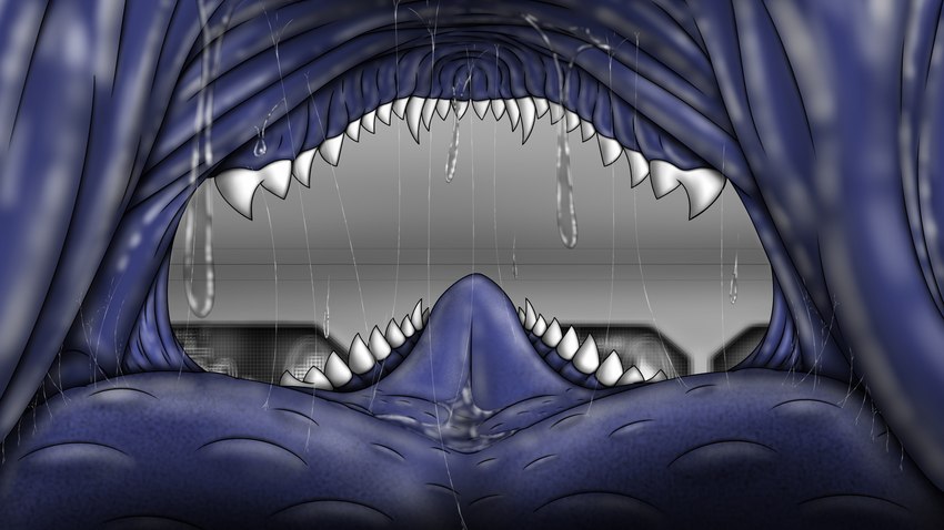 blue_insides bodily_fluids drooling male mouth_shot open_mouth oral_vore prey_pov saliva solo teeth tongue vore zawkian_puppy mythology derg_vic dragon mythological_creature mythological_scalie scalie 16:9 4k absurd_res hi_res widescreen