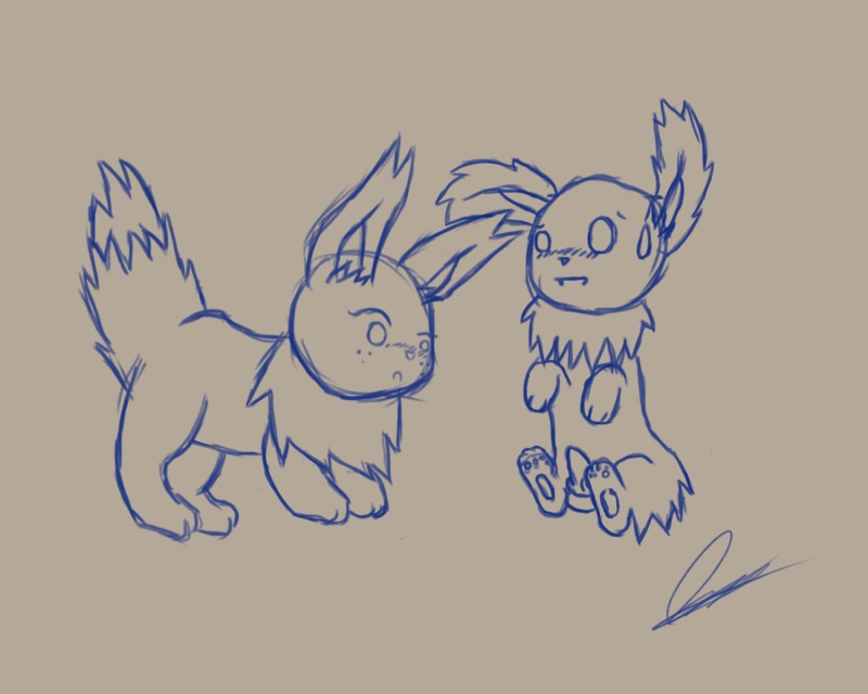 balls blush duo erection feet female feral genitals hindpaw knot male nude open_mouth paws penis quadruped simple_background tail toes skyffan nintendo pokemon canid canine eevee eeveelution generation_1_pokemon jolteon mammal pokemon_(species) 5:4 hi_res sketch