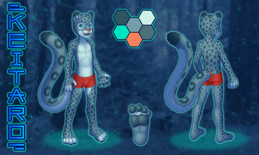 anthro biped blue_eyes clothed clothing color_swatch dipstick_ears dipstick_tail ear_markings fingerpads french_artist fur grey_body leopard_spots male markings multicolored_ears multicolored_tail open_mouth pawpads plantigrade solo spots spotted_body spotted_fur standing tail tail_markings teeth text tongue topless underwear underwear_only young young_anthro chokodonkey conditional_dnp felid feline mammal pantherine snow_leopard absurd_res character_name hi_res model_sheet