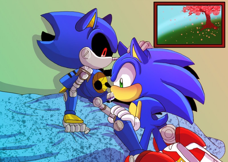 metal sonic and sonic the hedgehog (sonic the hedgehog (series) and etc) created by angelofhapiness