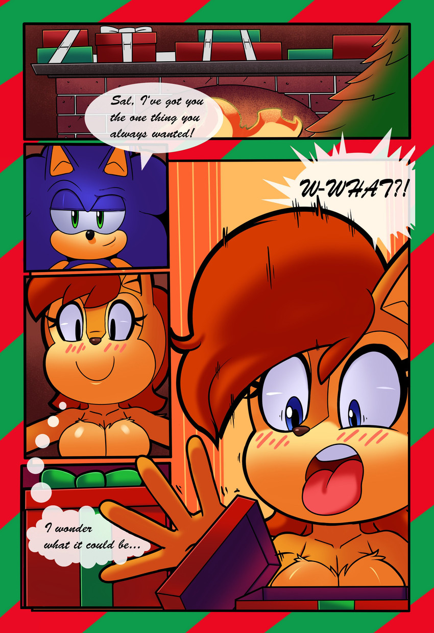 anthro breasts canon_couple duo female gift holidays male male/female nude surprise text cloudz superbunnygt archie_comics christmas sega sonic_the_hedgehog_(archie) sonic_the_hedgehog_(comics) sonic_the_hedgehog_(series) sally_acorn sonic_the_hedgehog chipmunk eulipotyphlan ground_squirrel hedgehog mammal rodent sciurid absurd_res comic digital_media_(artwork) english_text hi_res