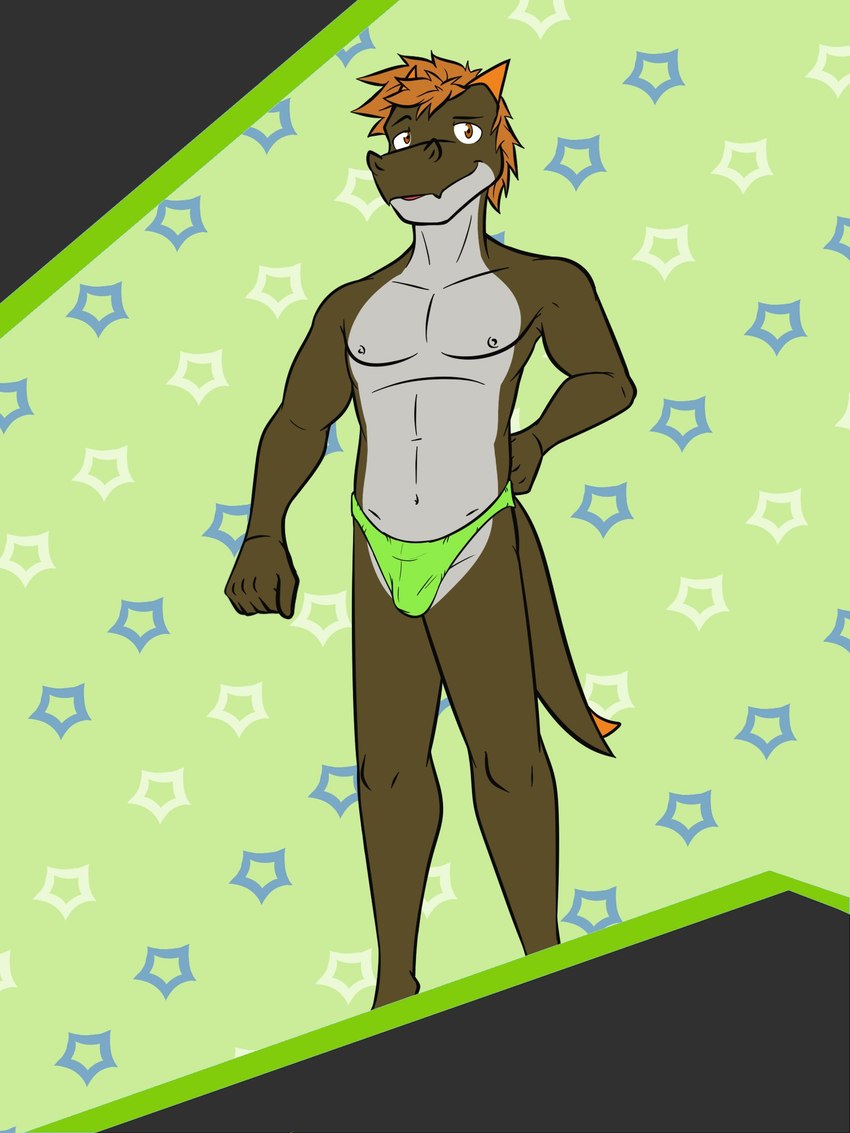 abstract_background anthro anthrofied bulge clothed clothing green_clothing green_thong green_underwear male navel nipples pokemorph solo thong thong_only topless underwear underwear_only fuze nintendo pokemon cliff_(fuze) fossil_pokemon generation_6_pokemon pokemon_(species) tyrunt 3:4 hi_res