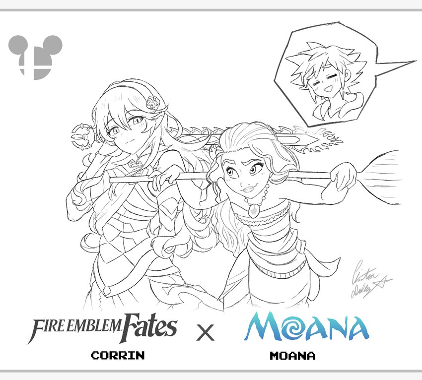 accessory adolescent armor arms_bent bangs blush blush_lines closed_smile clothed clothed_female clothing dress duo_focus eye_contact eyebrow_through_hair eyebrows eyelashes eyes_closed female female_human female_humanoid fully_clothed fully_clothed_female group hair hair_accessory hairband holding_melee_weapon holding_oar holding_object holding_sword holding_weapon hood humanoid_pointy_ears jewelry leaning leaning_forward logo long_hair looking_at_another male male_human melee_weapon mouth_closed necklace not_furry oar offscreen_character offscreen_human offscreen_male open_mouth open_smile pointy_ears short_hair simple_background smile smiling_at_another smiling_at_each_other spiky_hair sword text title translucent translucent_hair trio weapon white_background young young_human young_male chris-thekid disney fire_emblem fire_emblem_fates kingdom_hearts moana mythology nintendo square_enix super_smash_bros. super_smash_bros._ultimate corrin_(fire_emblem) corrin_(fire_emblem)_(female) moana_waialiki sora_(kingdom_hearts) animal_humanoid dragon dragon_humanoid human humanoid hybrid mammal mythological_creature mythological_scalie scalie 2022 black_and_white character_name crossover digital_drawing_(artwork) digital_media_(artwork) english_description english_text hi_res letterbox monochrome signature