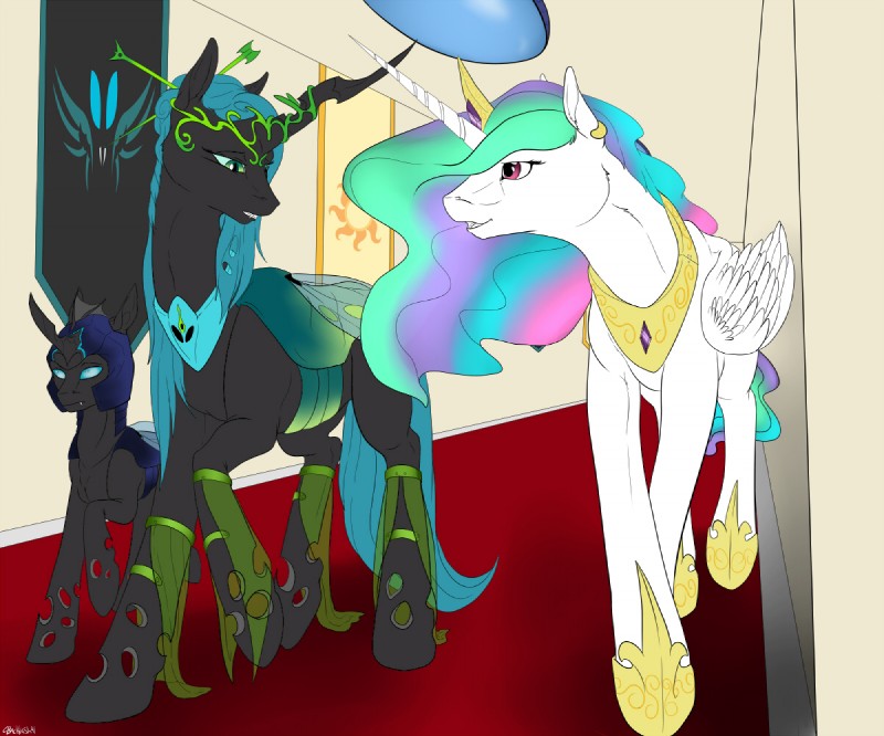 princess celestia and queen chrysalis (friendship is magic and etc) created by backlash91