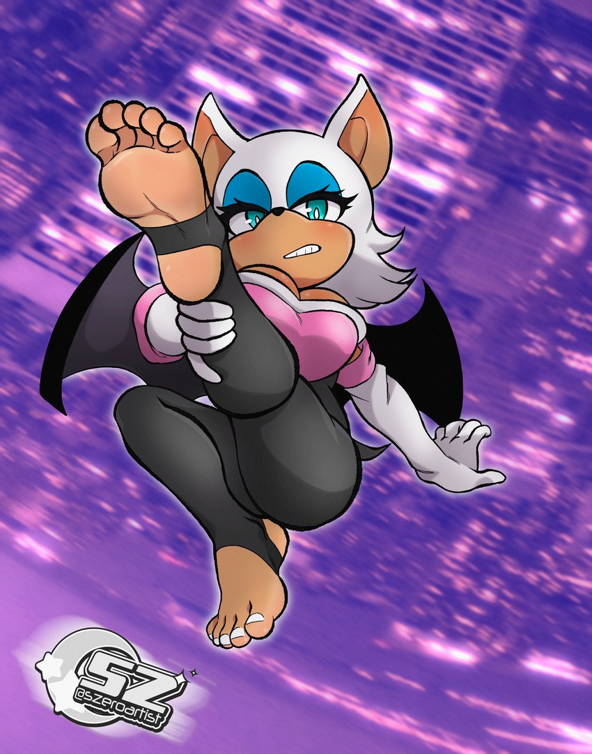 5_toes anthro barefoot bat_wings blue_eyes blue_eyeshadow breasts clothed clothing colored_nails eyeshadow feet female foot_focus fur gloves handwear humanoid_feet makeup membrane_(anatomy) membranous_wings nails plantigrade soles solo stirrup_legwear tan_body toes white_body white_fur white_nails wings szeroart sega sonic_the_hedgehog_(series) rouge_the_bat bat mammal absurd_res hi_res