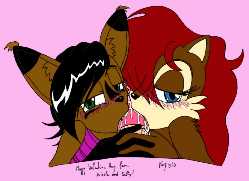 nicole the lynx and sally acorn (sonic the hedgehog (archie) and etc) created by kaz-