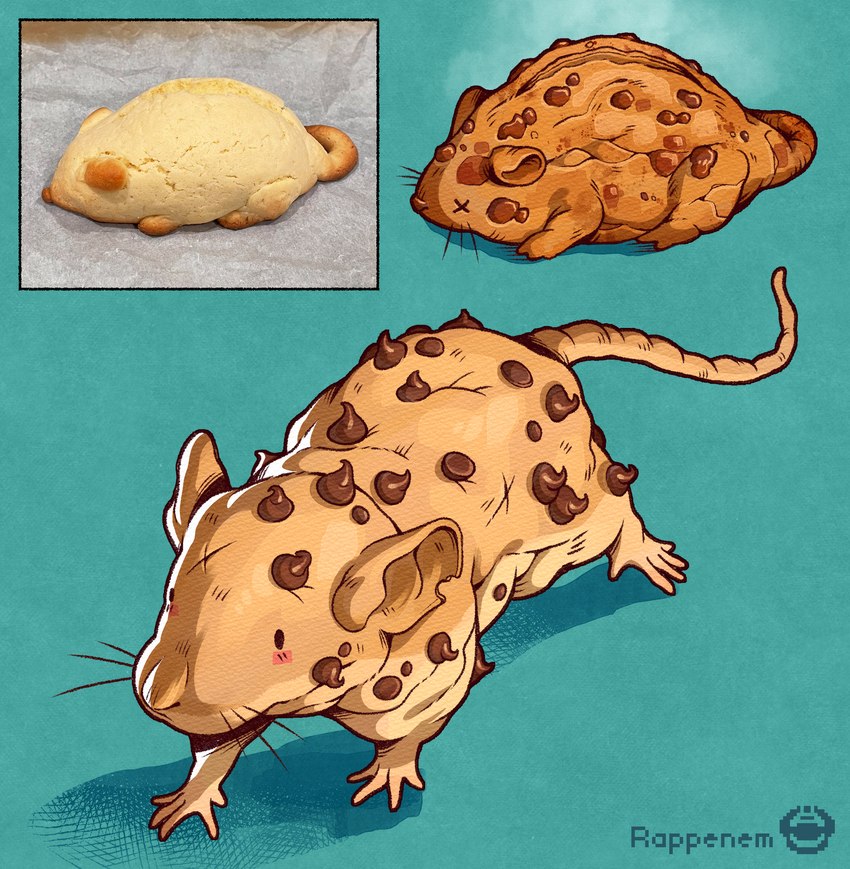 ambiguous_gender cookie feral food quadruped solo tail whiskers x_eyes rappenem food_creature mammal murid murine rat rodent absurd_res clip_studio_paint_(artwork) digital_media_(artwork) hi_res reference_image