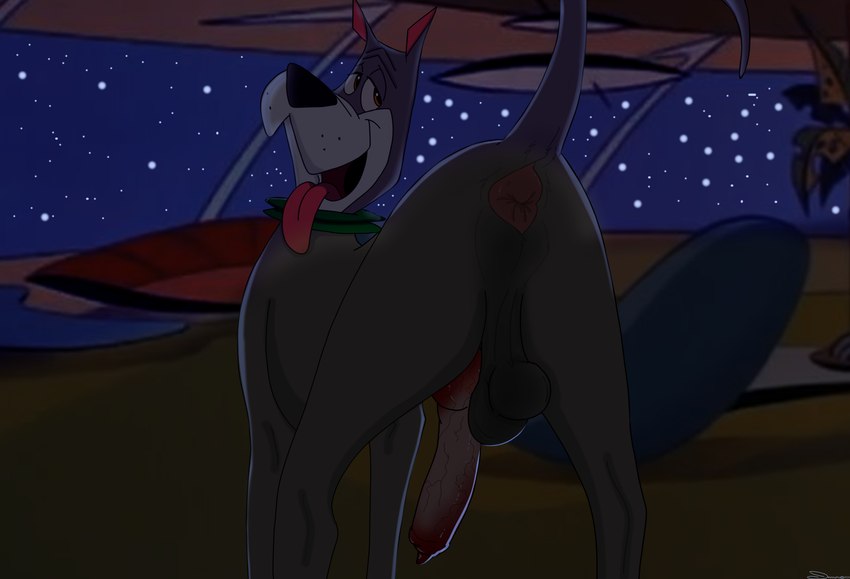 animal_genitalia animal_penis anus balls canine_genitalia canine_penis feral genitals knot knotted_penis looking_at_viewer looking_back looking_back_at_viewer male penis raised_tail rear_view solo tail holidaypup hanna-barbera the_jetsons astro_(the_jetsons) canid canine canis domestic_dog mammal absurd_res hi_res