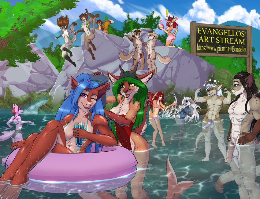 4_toes 5_fingers abs alcohol anthro arm_tattoo athletic athletic_anthro athletic_female athletic_male ball balls beach_ball beverage bikini bikini_bottom bikini_top black_hair black_nose blue_body blue_hair blue_skin breasts brown_body brown_fur bubble butt circumcised cleavage clothed clothed/nude clothed_anthro clothed_female clothing creek drunk drunk_bubble feet female fingers flaccid fur genitals green_hair grey_body grey_fur group hair hindpaw hip_tattoo horn humanoid_genitalia humanoid_hands humanoid_penis inflatable inner_tube jumping kneeling leg_tattoo male markings multicolored_body multicolored_fur nature navel nude nude_anthro nude_male one-piece_swimsuit open_mouth open_smile orange_body orange_fur outdoor_nudity outside partially_submerged paws penis plantigrade red_body red_hair red_skin rock skinny_dipping sling_bikini smile social_nudity spots spotted_body spotted_fur standing_in_water substance_intoxication swimwear tail tan_body tan_fur tan_skin tattoo text thigh_tattoo toes tongue two-piece_swimsuit two_tone_body two_tone_fur water wet wet_body wet_fur wet_hair wet_skin white_body white_fur white_hair evangellos mythology aaron_lancet anuhea_(evangellos) azerek_jiith-laan clyde_draskar cynthia_muunas cynthor_muunas hannah_artaje ja'dyn jathan_lancet jessica_(evangellos) orna_(evangellos) rahel_efrayim tenaya_(evangellos) antelope bovid canid canine canis cougar dragon felid feline fish fox gazelle hybrid lagomorph leporid mammal marine mythological_creature mythological_scalie pantherine rabbit scalie shark snow_leopard wolf 2024 absurd_res english_text hi_res url father_(lore) father_and_child_(lore) father_and_son_(lore) parent_(lore) parent_and_child_(lore) parent_and_son_(lore) son_(lore)