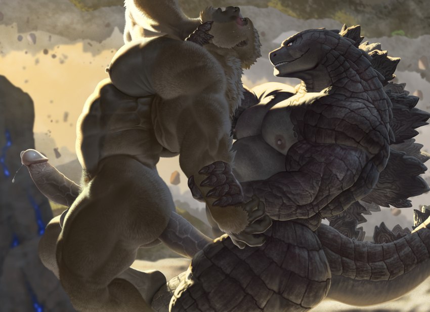 godzilla and king kong (godzilla (series) and etc) created by raccoon21