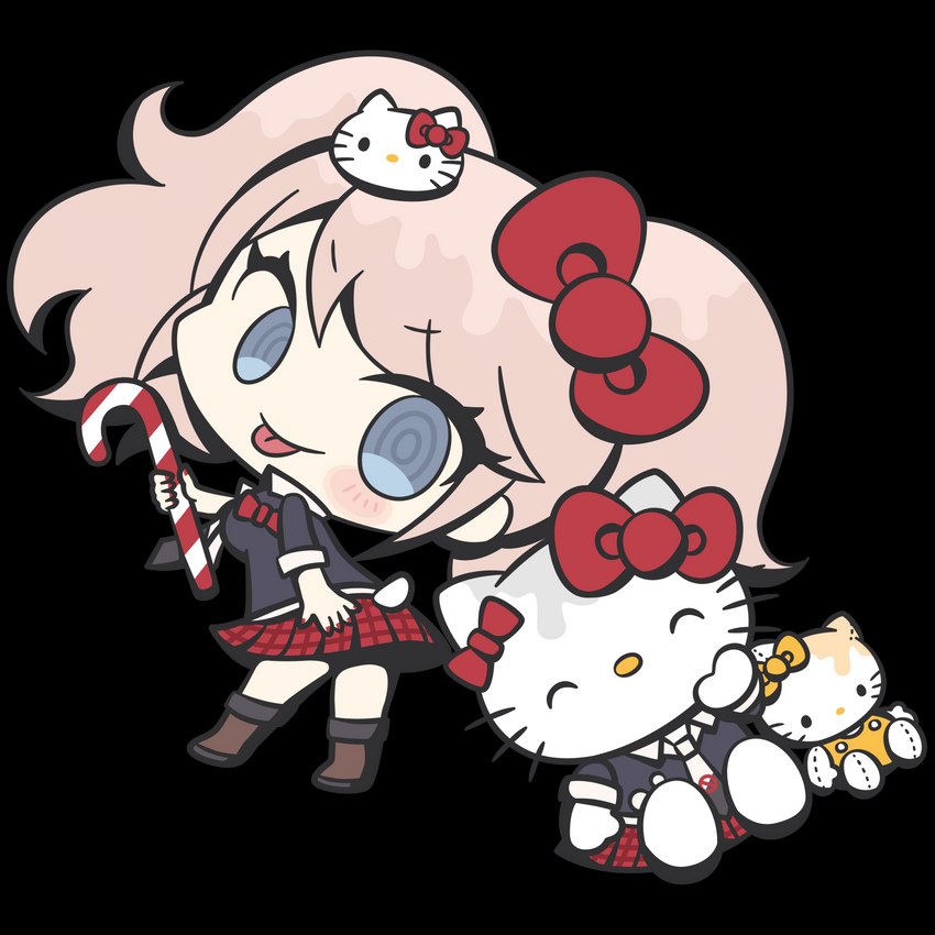 hello kitty, junko enoshima, and mimmy white (danganronpa: trigger happy havoc and etc) created by unknown artist