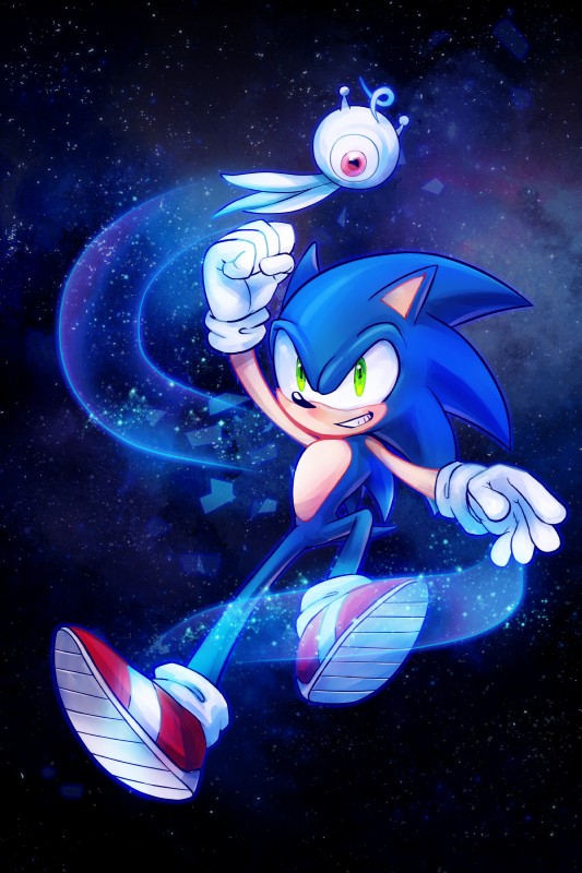 ambiguous_gender anthro blue_body blue_fur clothing cosmic_background duo fist floating flying footwear fur gloves green_eyes grin handwear male pink_eyes shoes smile starry_background den255 sega sonic_the_hedgehog_(series) sonic_the_hedgehog yacker alien eulipotyphlan hedgehog mammal white_wisp_(sonic) wisp_(sonic) 2:3 absurd_res hi_res