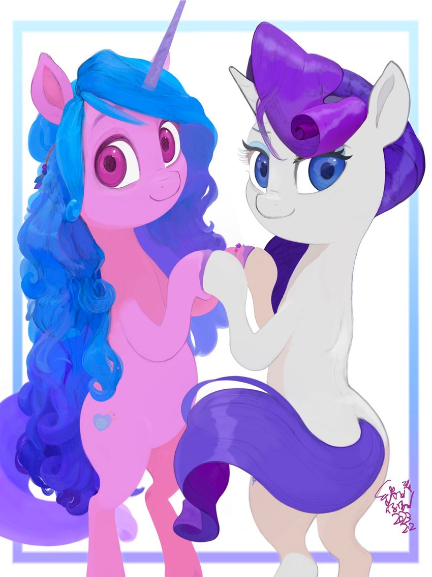 izzy moonbow and rarity (friendship is magic and etc) created by cottonbudfilly