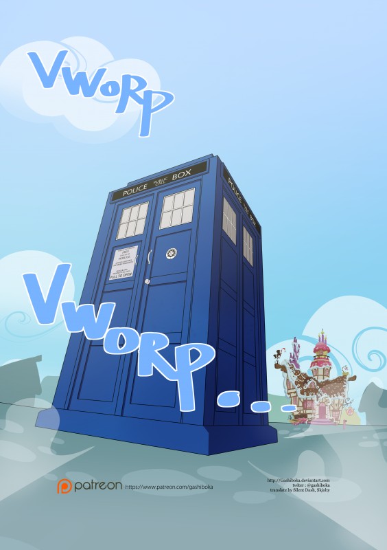 tardis text zero_pictured gashiboka british_broadcasting_corporation doctor_who hasbro my_little_pony 2015 absurd_res comic crossover digital_media_(artwork) english_text hi_res url